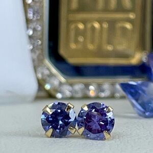 .50ct 14k Tanzanite stud Earrings yellow Gold .25ct each